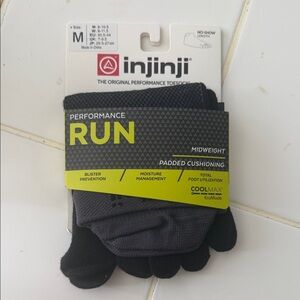 NWT Injinji Black and Gray Performance Run Toe Socks